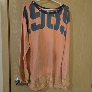 NWOT Free People We The Free Courtside Tee Salmon Combo (M)